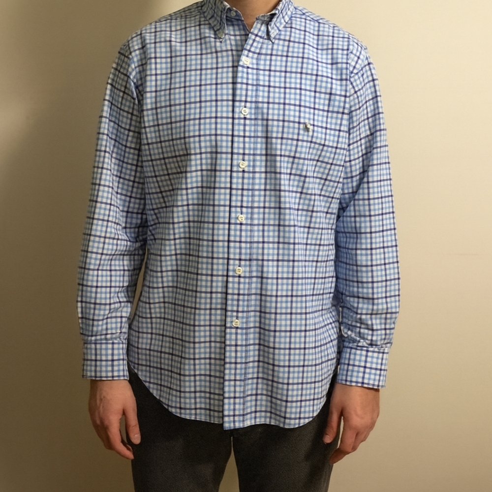 Polo Ralph Lauren Men’s LT Long Sleeve Blue Plaid Button Down Shirt Pony Logo
